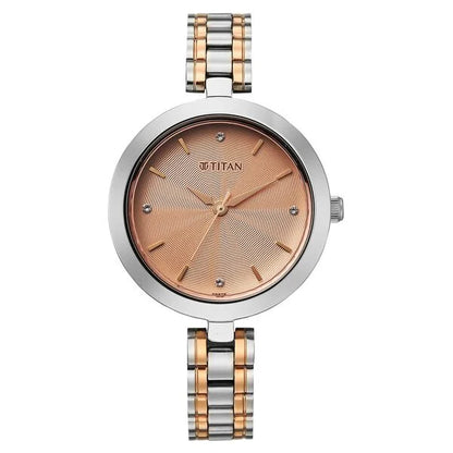 Titan Titan Karishma Quartz Analog Rose Gold Dial Two Toned Stainless Steel Strap Watch For Women nu2969km01