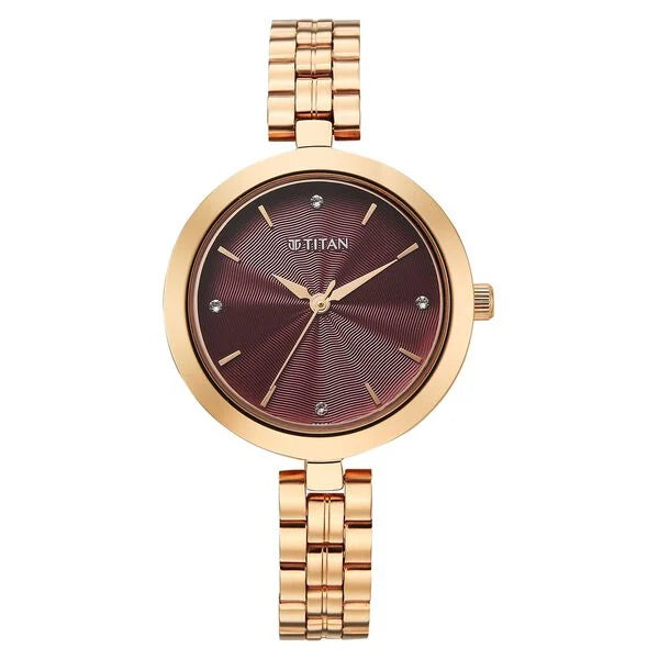 Titan Titan Karishma Quartz Analog Pink Dial Rose Gold Stainless Steel Strap Watch For Women nu2969wm01