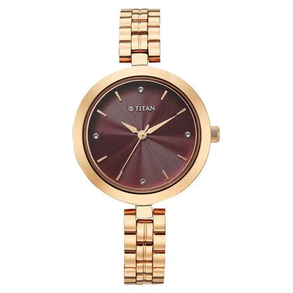 Titan Titan Karishma Quartz Analog Pink Dial Rose Gold Stainless Steel Strap Watch For Women nu2969wm01
