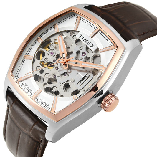 TIMEX Men Silver Rectangle Dial Analog Automatic Watch - TWEG25901