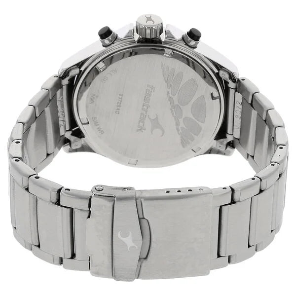 Fastrack Big Time Quartz Chronograph Black Dial Stainless Steel Strap Watch for Guys NS3072SM01