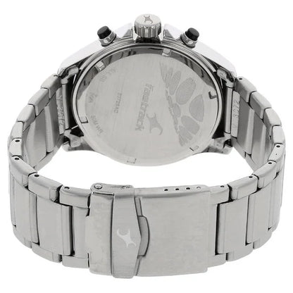 Fastrack Big Time Quartz Chronograph Black Dial Stainless Steel Strap Watch for Guys NS3072SM01
