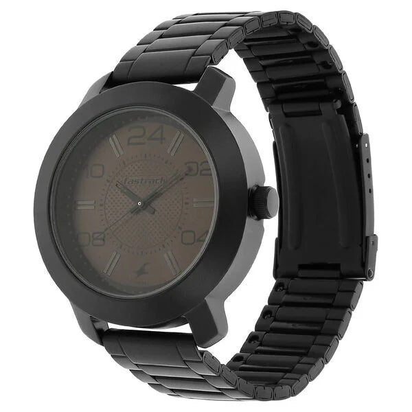 Fastrack Quartz Analog Brown Dial Stainless Steel Strap Watch for Guys NN3120NM02