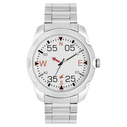 Fastrack Road Trip Quartz Analog White Dial Stainless Steel Strap Watch for Guys NM3123SM05