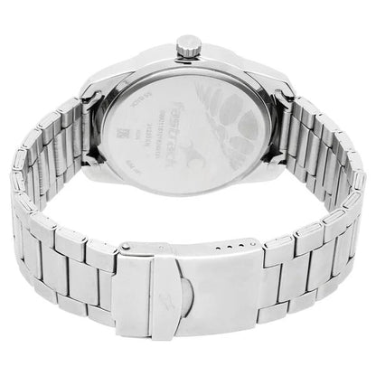 Fastrack Road Trip Quartz Analog White Dial Stainless Steel Strap Watch for Guys NM3123SM05