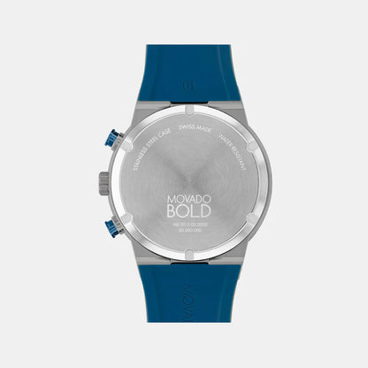 Movado Bold Men Quartz Blue Dial Chronograph Silicone Watch 3601197
