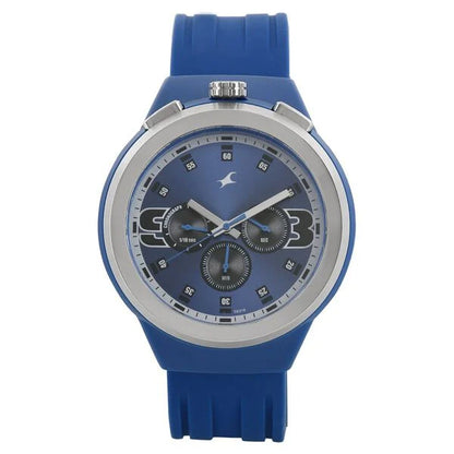 Fastrack Quartz Chronograph Blue Dial Plastic Strap Watch for Guys 38002PP03J