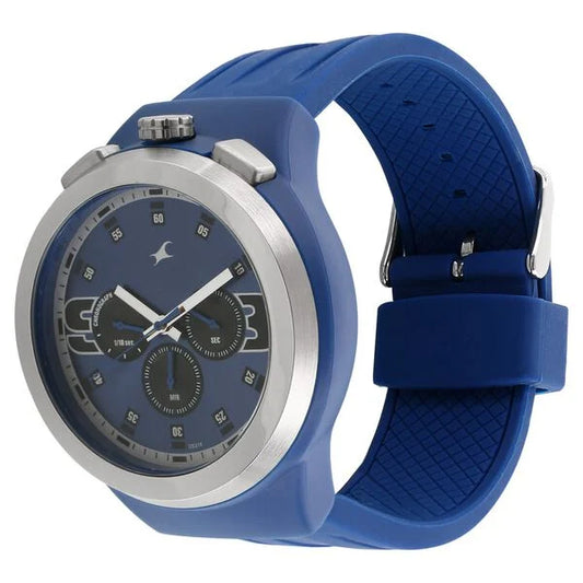 Fastrack Quartz Chronograph Blue Dial Plastic Strap Watch for Guys 38002PP03J