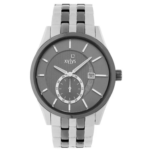 Xylys Quartz Analog with Date Grey Round Dial Two Toned Stainless Steel Strap Watch For Men nt40024km02e