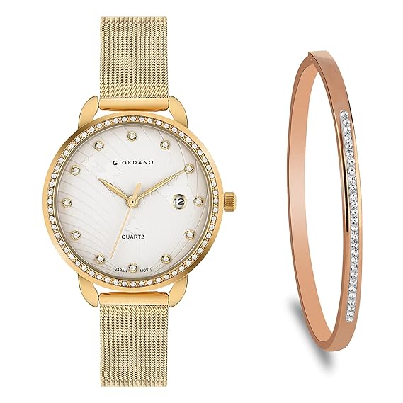 Giordano Analogue Cream Dial Women's Watch R4002-22