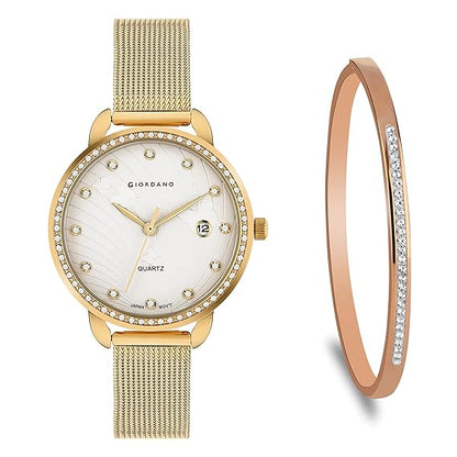 Giordano Analogue Cream Dial Women's Watch R4002-22