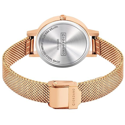 Giordano Fashionista Collection Premium Analogue Watches for Women & Girls | Mesh Metal Strap with Water Resistance | Ladies Wrist Watch Ideal Gift for Female - GD4073