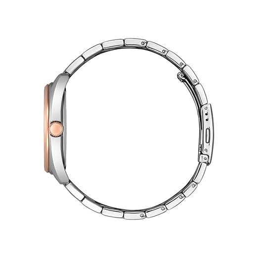 Citizen Quartz Wine Red Sun Ray Dial Silver Stainless Steel and Rose Gold Men Watch -  BI510457X