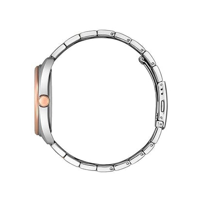 Citizen Quartz Wine Red Sun Ray Dial Silver Stainless Steel and Rose Gold Men Watch -  BI510457X