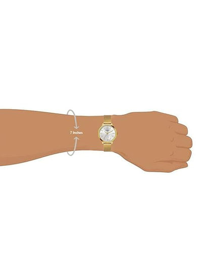 TIMEX Classics Analog Watch for Women with Silver Round Dial & Gold Stainless Steel TWTL12101