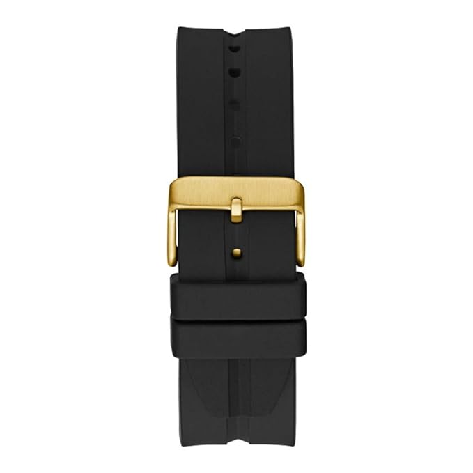 GUESS Men's 42mm Watch - Black Strap Black Dial Gold Tone Case GW0637G2