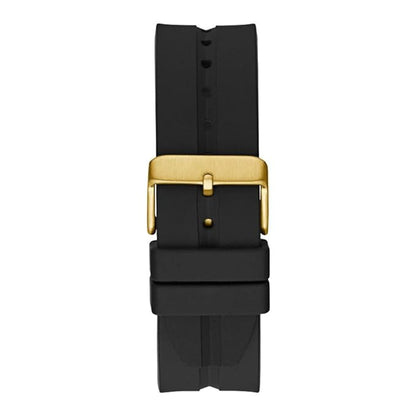GUESS Men's 42mm Watch - Black Strap Black Dial Gold Tone Case GW0637G2