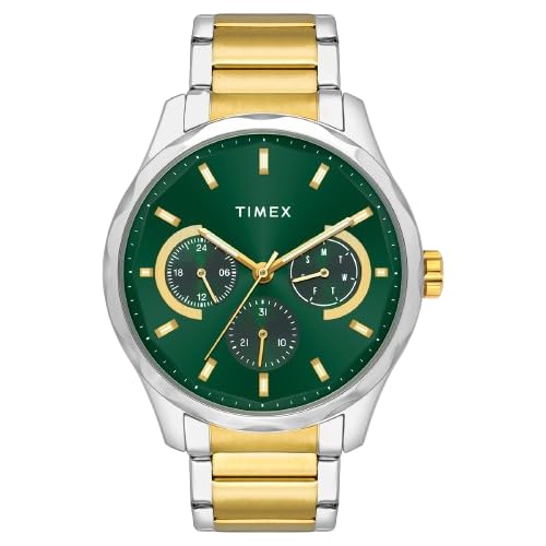 TIMEX Men's Green Round Chronograph Stainless Steel Watch TW0TG7623-EX