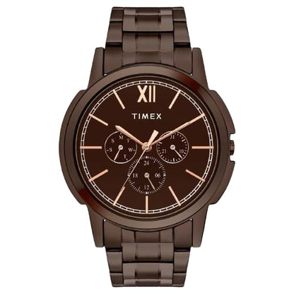 TIMEX Men's Brown Round Chronograph Stainless Steel Watch TW000U324-EX