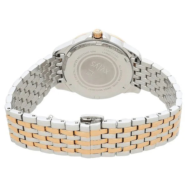 Xylys Swiss Analog with Date Two Toned Stainless Steel Strap White Dial Watch for Women nt45012km01e