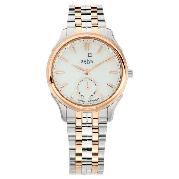 Xylys Swiss Analog Two Toned Stainless Steel Strap Mother of Pearl Dial Watch For Women nt45016km01e