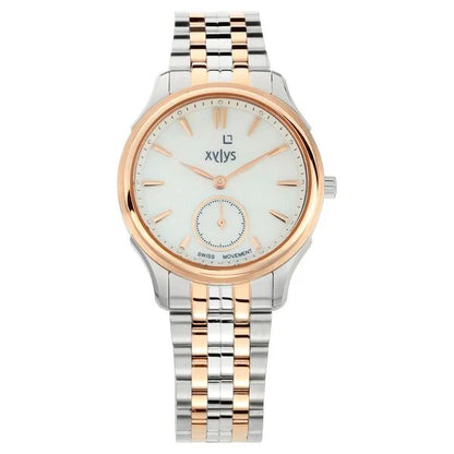 Xylys Swiss Analog Two Toned Stainless Steel Strap Mother of Pearl Dial Watch For Women nt45016km01e
