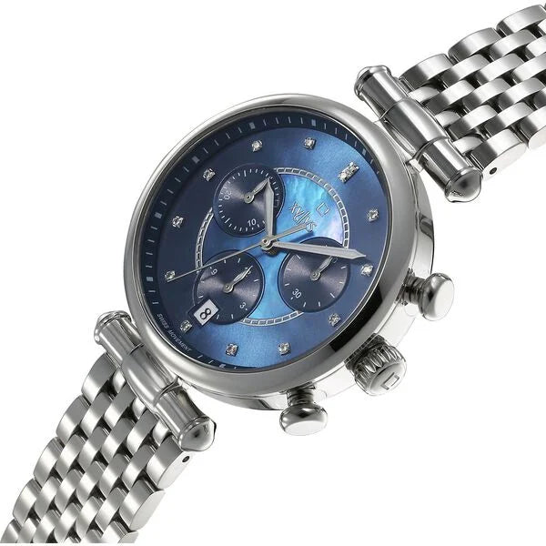 Xylys Quartz Chronograph Blue Dial Silver Stainless Steel Strap Watch For Women NU45025SM02E