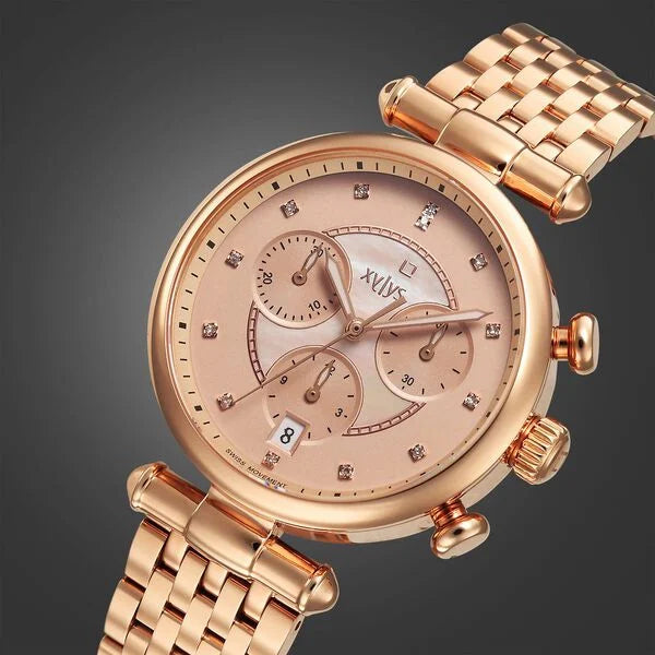 Xylys Quartz Chronograph Rose Gold Dial Rose Gold Stainless Steel Strap Watch For Women NU45025WM01E Women's Watch