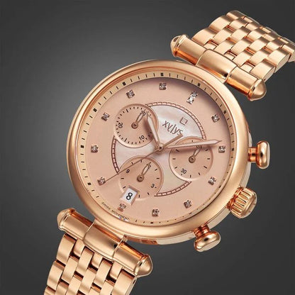 Xylys Quartz Chronograph Rose Gold Dial Rose Gold Stainless Steel Strap Watch For Women NU45025WM01E Women's Watch