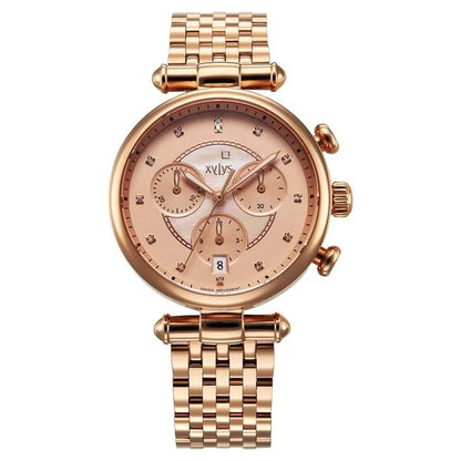 Xylys Quartz Chronograph Rose Gold Dial Rose Gold Stainless Steel Strap Watch For Women NU45025WM01E Women's Watch