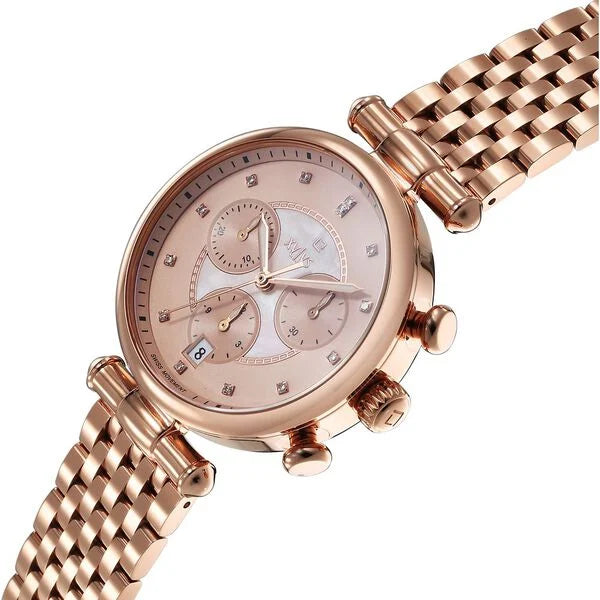 Xylys Quartz Chronograph Rose Gold Dial Rose Gold Stainless Steel Strap Watch For Women NU45025WM01E Women's Watch