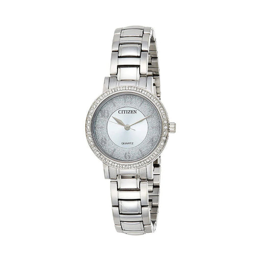 CITIZEN Stainless Steel Analog Blue Dial Women Watch-El3040-55L, Silver Band