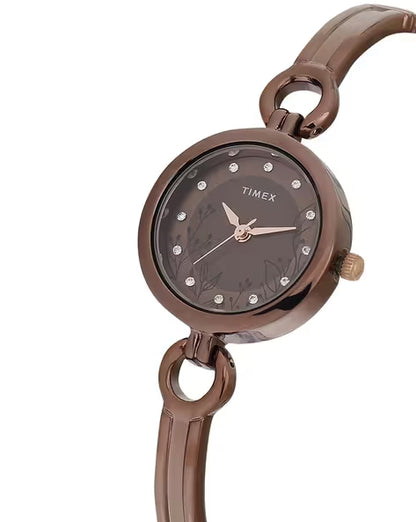 Timex Classics Women Quartz Brown Dial Analog Brass Watch TWEL11438