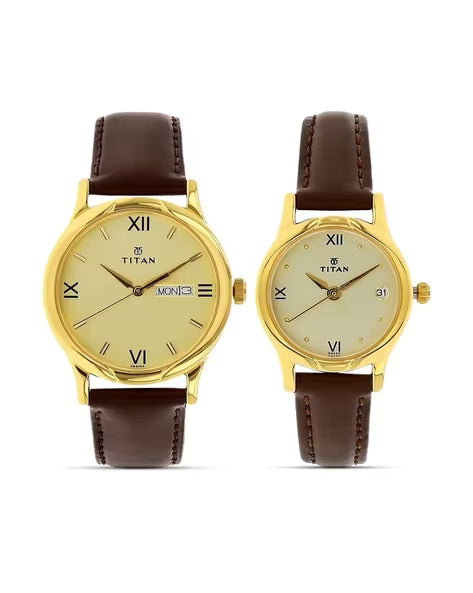 Titan His & Her Couple Karishma Bandhan Analogue Watch - NS15802490YL05P