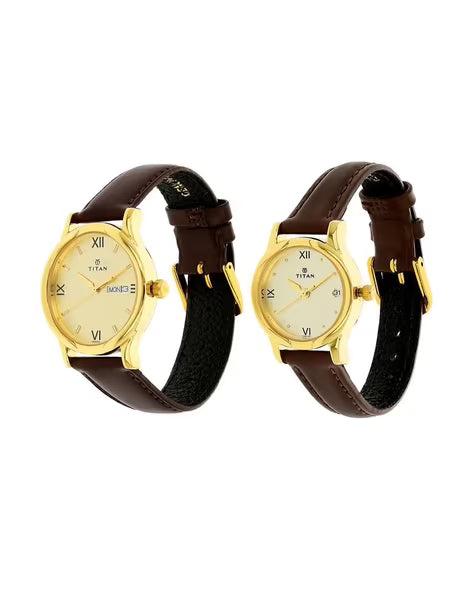 Titan His & Her Couple Karishma Bandhan Analogue Watch - NS15802490YL05P