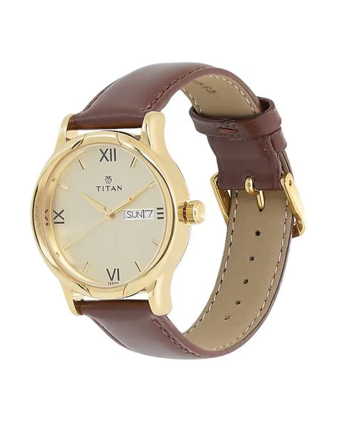 Titan Men Champagne Analogue Watch - NS1580YL05