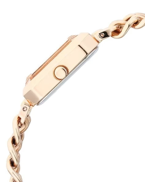 Titan Raga Showstopper Quartz Analog Rose Gold Dial Rose Gold Metal Strap Rectangular Shaped Watch For Women nu95283wm01