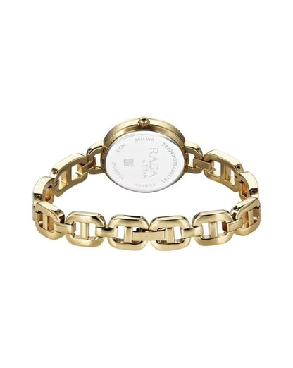 Titan Raga Showstopper Quartz Analog Golden Dial Metal Strap Watch For Women nu95305ym01