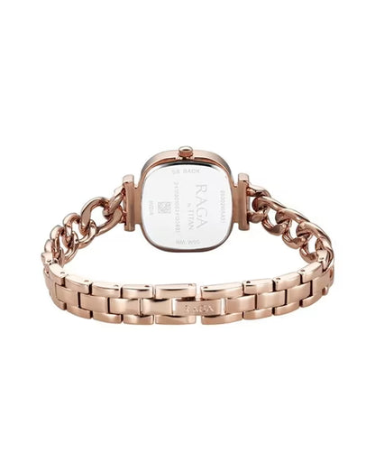 Titan Raga Showstopper Quartz Analog Rose Gold Dial Metal Strap Watch For Women nu95302wm01