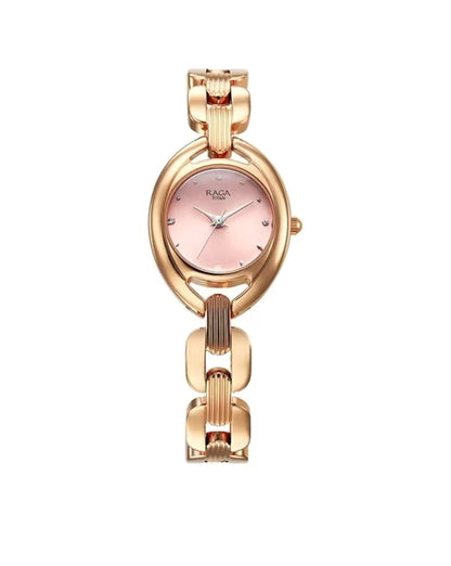 Titan Raga Showstopper Quartz Analog Pink Dial Metal Strap Watch For Women nu95306wm01