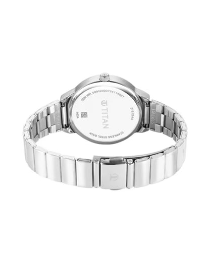 Titan Neo Multifunction Green Dial Silver Color Stainless Steel Strap Watch For Women nu2761sm01