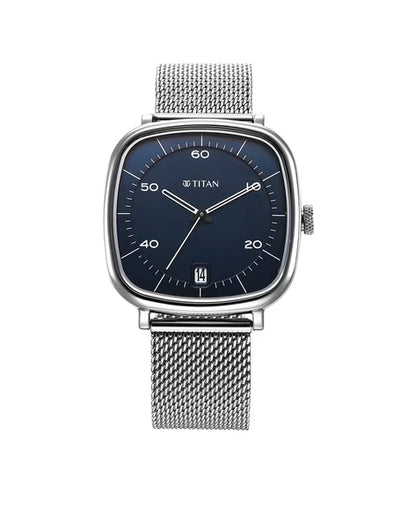 Titan Neo Curve Quartz Analog with Date Blue Dial Stainless Steel Strap Watch For Men nu1885sm02