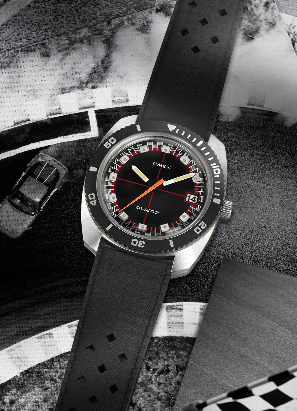 Q Timex Reissue 1971 Velocity 36mm Synthetic Rubber Strap Watch - TW2W22400U9
