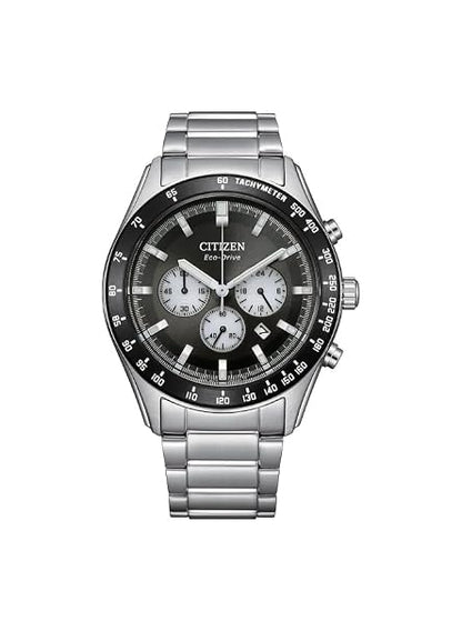 Citizen Eco-Drive Analog Black Dial Men’s Stainless Steel Chronograph Watch CA4674-58E