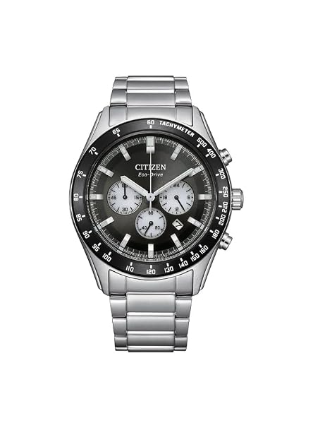 Citizen Eco-Drive Analog Black Dial Men’s Stainless Steel Chronograph Watch CA4674-58E