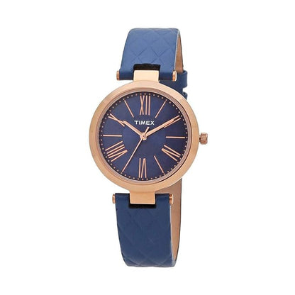 TIMEX Analog Watch for Women with Blue Round Dial & Blue Leather Strap TWEL11803