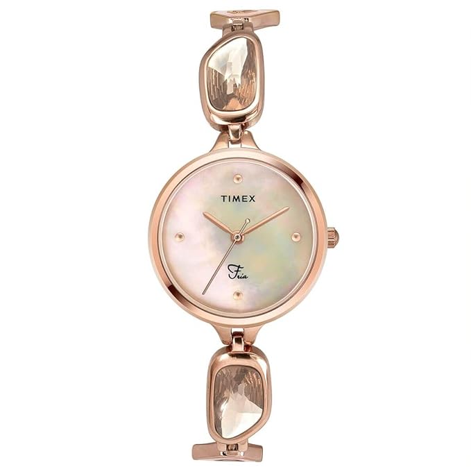 TIMEX Brass Analog Pink Dial Women Watch - Twel15902, Rose Gold Band