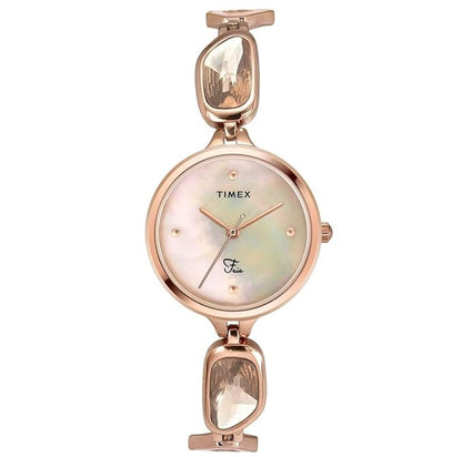 TIMEX Brass Analog Pink Dial Women Watch - Twel15902, Rose Gold Band