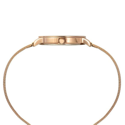TIMEX Analog Watch for Women with Mother of Pearl Rose Gold Round Dial TWEL15607
