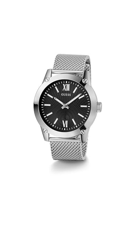 GUESS Men Black Round Stainless Steel Dial Analog Watch- GW0629G1